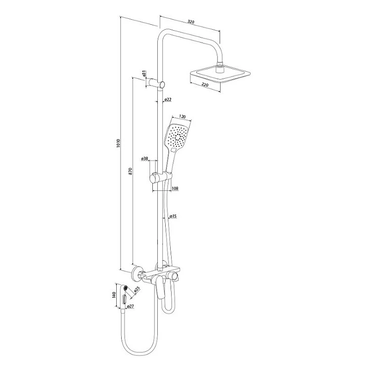 Душевая стойка Damixa Apollo DX220920300 черная