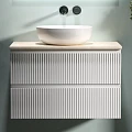 Тумба с раковиной Sancos Snob R 80 с бежевой столешницей, белая