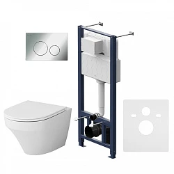 Инсталляция с унитазом и клавишей AM.PM Inspire IS49051.501700 белый, синий, хром