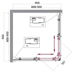 Душевой уголок BelBagno Uno 90x90см UNO-195-A-2-90-P-Cr профиль хром, стекло рифленое