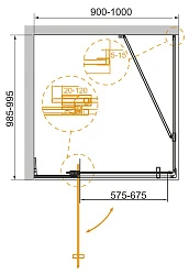 Душевой уголок Cezares SLIDER SLIDER-AH-1-100-90/100-BR-GM профиль оружейная сталь, стекло бронза