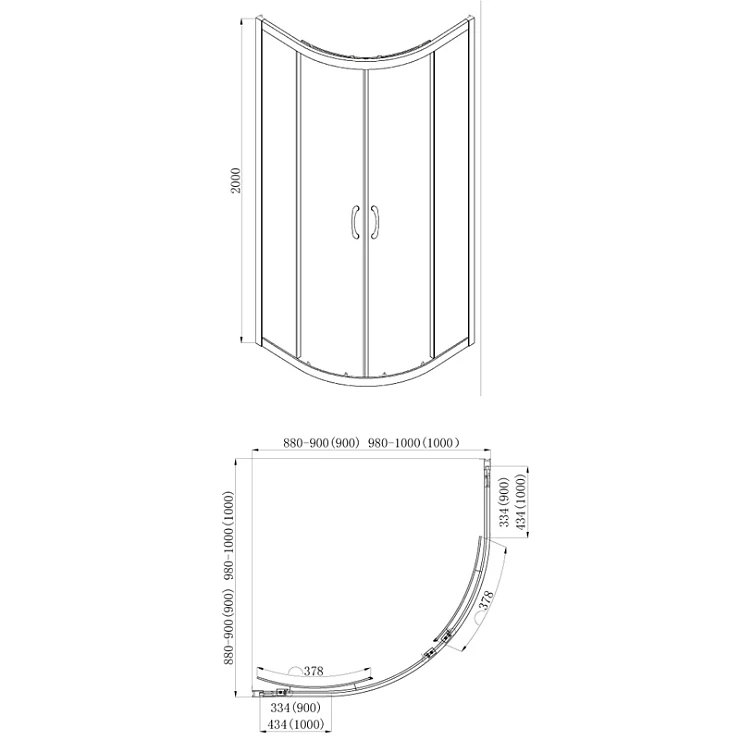 Душевой уголок Azario Milton 90х90см AZ-ND2142 900 Black профиль черный, стекло прозрачное