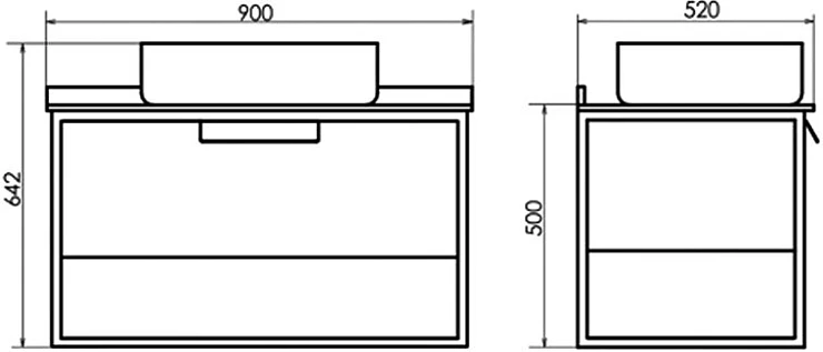 Тумба с раковиной Comforty Кёльн 90-1 дуб темный, раковина 9110 MB черная матовая