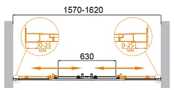Душевая дверь в нишу Cezares 160см MOLVENO-BF-2-160-C-Cr-IV профиль хром, стекло прозрачное