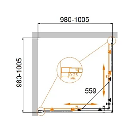 Душевой уголок Cezares Molveno 100x100см MOLVENO-A-2-100-C-Cr-IV профиль хром, стекло прозрачное