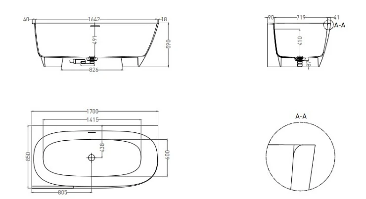 Ванна из искусственного камня Salini SOFIA 170x85 угловая 102525MRF белая матовая