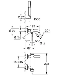 Смеситель для ванны с душем Grohe Essence New 33628001 хром