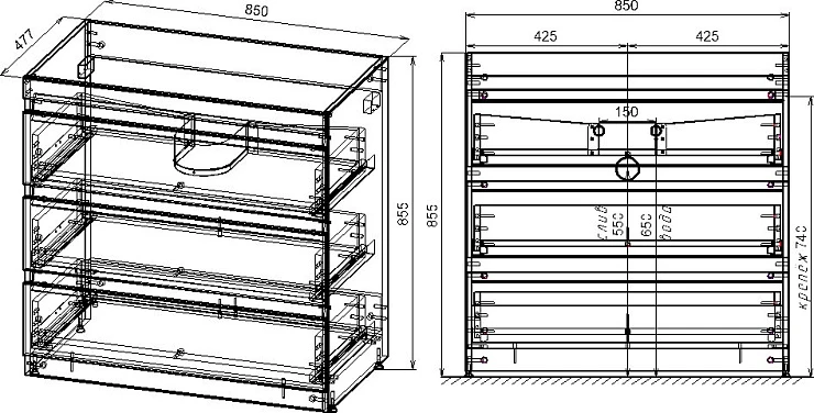 Тумба под раковину Style Line Даллас 150 СС-00002305 белый глянец