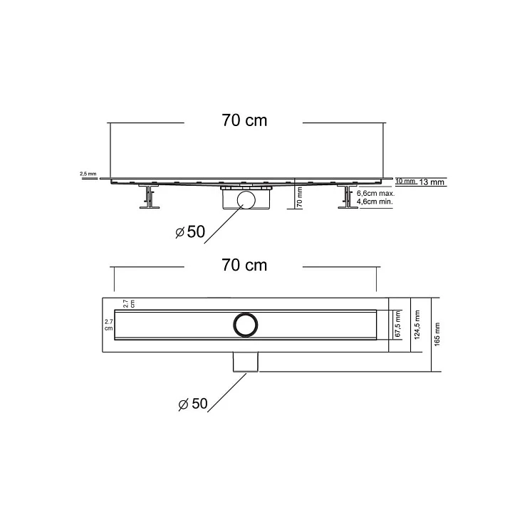 Душевой лоток Vincea Say Optima-S 70 SAY.603.70.S.U хром
