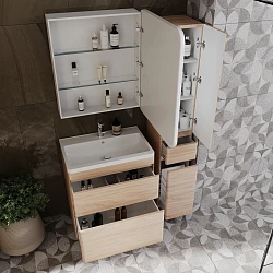 Тумба с раковиной Style Line Атлантика 70 напольная, ясень перламутр