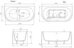 Ванна из искусственного камня Salini Giada Solix 165х80 пристенная 100911M белая матовая