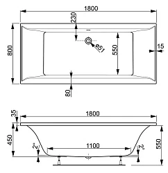 Акриловая ванна Vagnerplast Veronela 180x80 VPBA180VEA2X-04 белая глянцевая