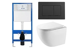 Комплект инсталляции ZILI DO K009D 52,5см с унитазом ZS-067E-UQ3 и кнопкой 097J черной