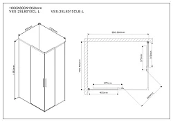 Душевой уголок Vincea Slim 100х80см VSS-2SL8010CL-L профиль хром, стекло прозрачное