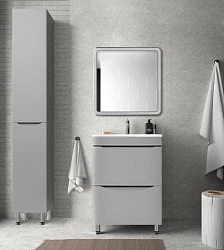 Тумба с раковиной Style Line Бергамо мини 60 напольная, антискрейч серый матовый
