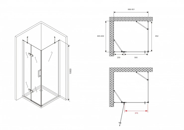 Душевой уголок ABBER Zart 90x90см AG08090-S91 профиль хром, стекло прозрачное