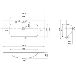 Раковина встраиваемая BelBagno 100см BB1010/465-LV-VTR-BO белая матовая