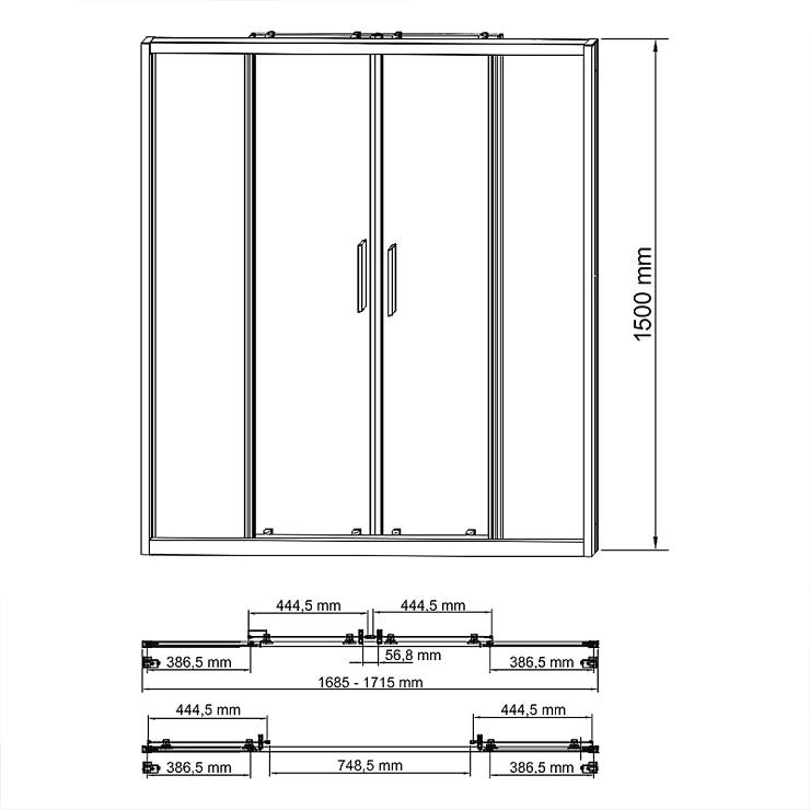 Шторка на ванну Wasserkraft Lippe 170x150см 45S02-170 профиль хром, стекло прозрачное