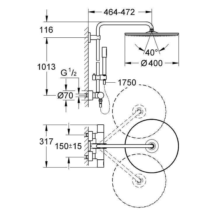 Душевая стойка Grohe Rainshower System 400 27174001 хром