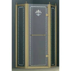 Душевой уголок Cezares Retro 90x90 RETRO-A-P-1-90-CP-Br-R профиль бронза, стекло прозрачное с узором