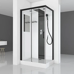 Душевая кабина Black & White Galaxy 110х80см G8800 8800110 профиль черный, стекло прозрачное