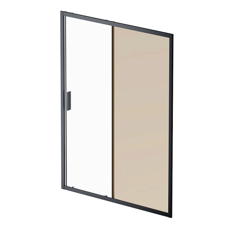 Дверь душевая в нишу AM.PM Gem 150см W90G-150-1-195BBr профиль черный, стекло прозрачное/бронзовое