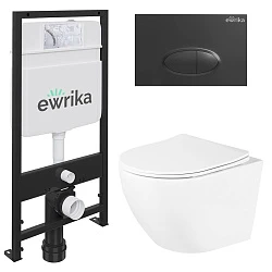 Комплект инсталляции Ewrika + кнопка хром 0054 и унитаз Comforty 103 3в1