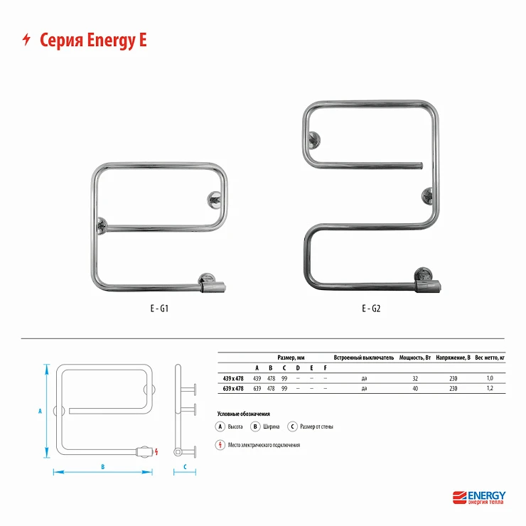 Полотенцесушитель электрический Energy E chrome G2 64х48 см EETR00EG20000000000 хром