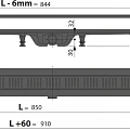 Душевой лоток AlcaPlast APZ10BLACK 850 с решеткой и опорами, черный