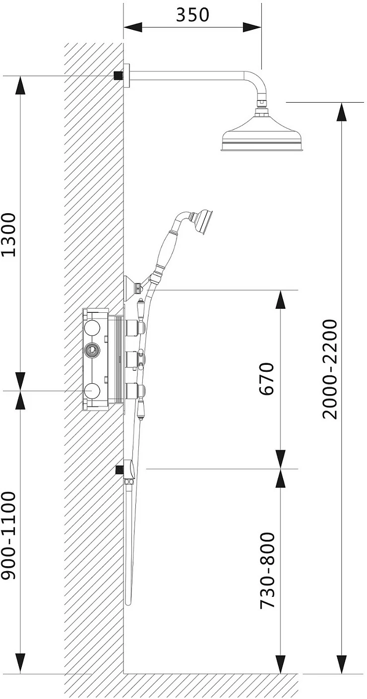 Душевой комплект Timo Nelson SX-1391/02SM с внутренней частью, антик