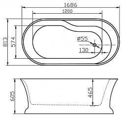 Акриловая ванна BelBagno 168,6x81,3x60,5 BB300 белая глянцевая