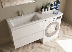 Тумба с раковиной Эстет Dallas Luxe 140 ФР-00002923 левая, белая глянцевая