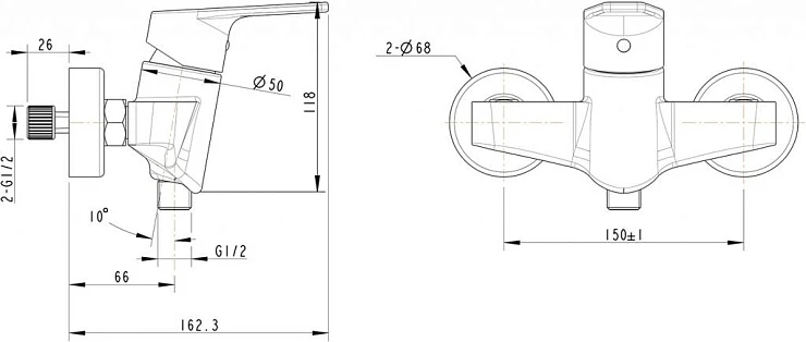 Смеситель для душа Bravat Arc F96061K-01-ENG черный