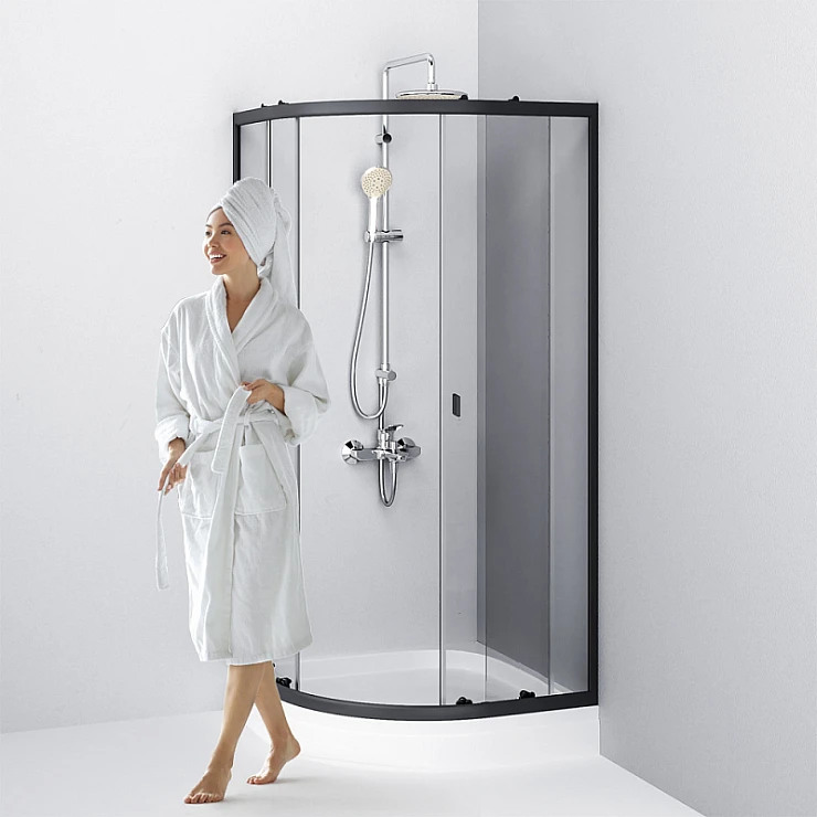 Душевой уголок AM.PM X-Joy 90x90см W88G-205-090BT64 профиль черный, стекло прозрачное