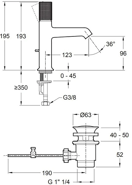 Смеситель Jacob Delafon Rivoli E24323-CP для раковины, с донным клапаном, хром