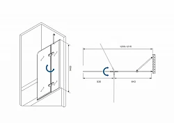 Шторка на ванну ABBER Ewiges Wasser 120x140см AG51120 профиль хром, стекло прозрачное