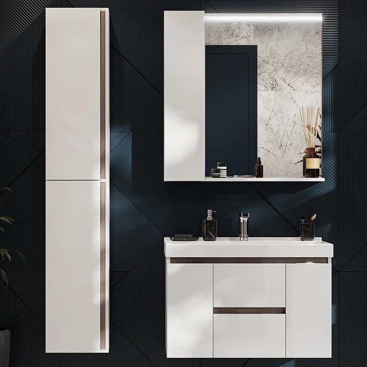 Зеркало-шкаф Aquaton Рене 80 1A222502NRC80 белый, грецкий орех