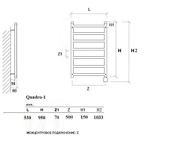 Радиатор электрический Приоритет Quadro 8 EQ8 100x50 черный правый скрытый