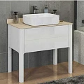 Тумба с раковиной Comforty Лондон 90-1 00-00006547 белая глянцевая, с бежевой столешницей