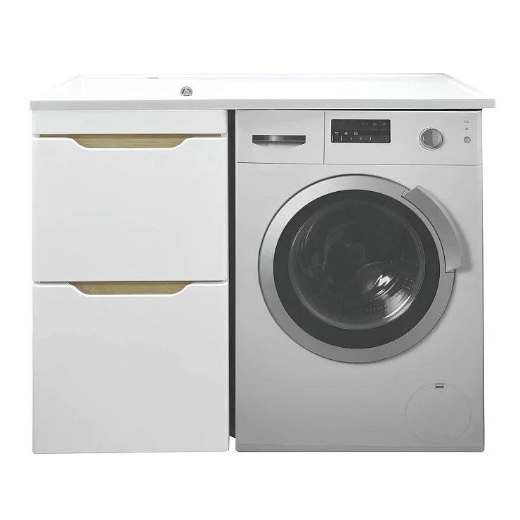 Тумба с раковиной AZARIO Magenta 110 CS00078394 под стиральную машину, левая, белая