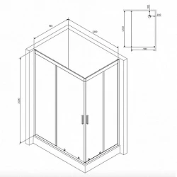 Душевой уголок AM.PM Gem 120x90см W90G-404-120290-BT профиль черный, стекло прозрачное