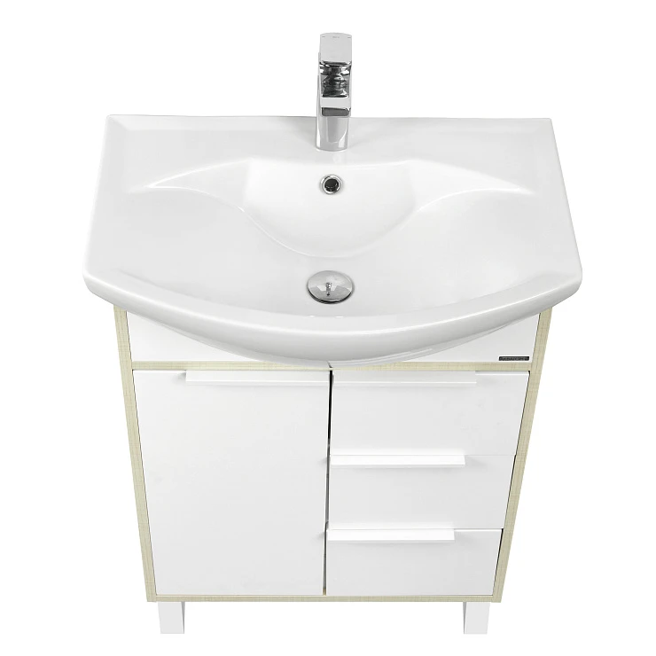 Тумба под раковину Aquaton Рико 65 1A213301RIB90 белая / ясень фабрик