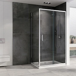Душевой уголок ABBER Schwarzer Diamant 120x80см AG301205-S805 профиль хром, стекло прозрачное