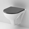 Унитаз подвесной AM.PM Gem C901700SCmb с черной крышкой, белый