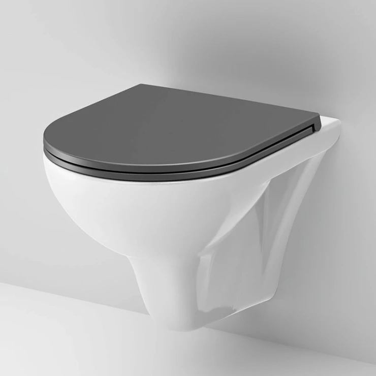 Унитаз подвесной AM.PM Gem C901700SCmb с черной крышкой, белый