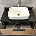 Тумба с раковиной Comforty Кёльн 90-1 дуб темный, раковина 9110 MB черная матовая