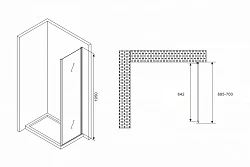 Боковая стенка ABBER Schwarzer Diamant 70см S70B профиль черный, стекло прозрачное