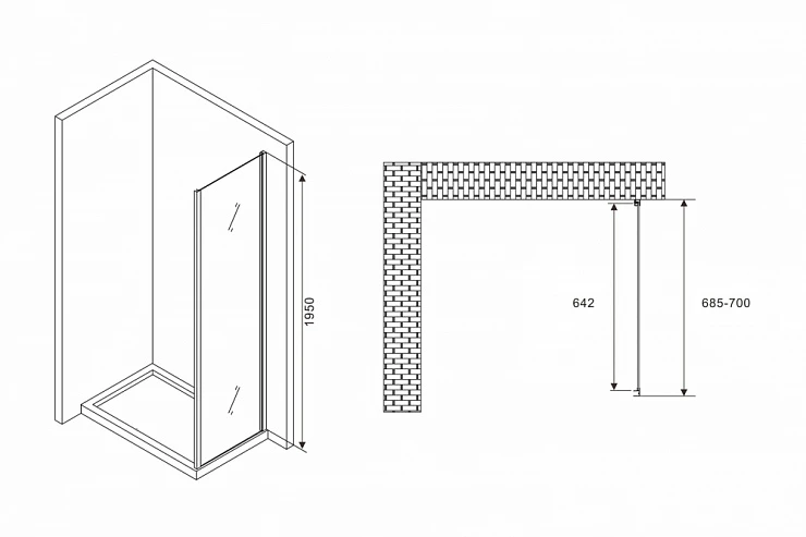 Боковая стенка ABBER Schwarzer Diamant 70см S70B профиль черный, стекло прозрачное