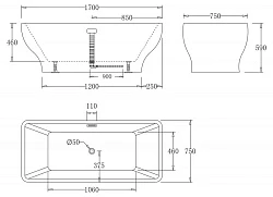 Акриловая ванна BelBagno 170x75 BB73-170 белая глянцевая