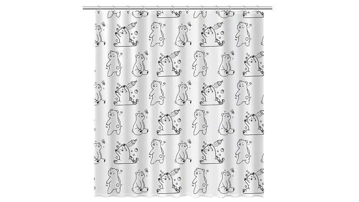 Штора для ванной Fixsen Teddy Wash 180x200 FX-1505 рисунок / белый